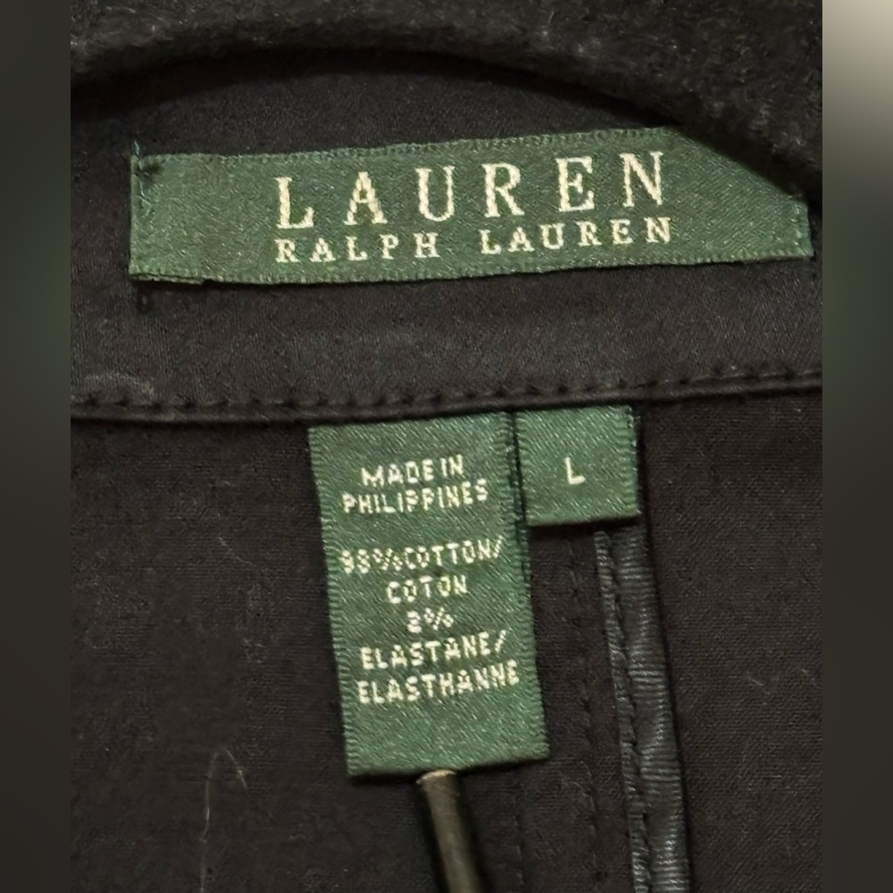 Lauren Ralph Lauren Black Cotton Jacket. Front Pickets, Button Front. Size Large - Picture 2 of 10